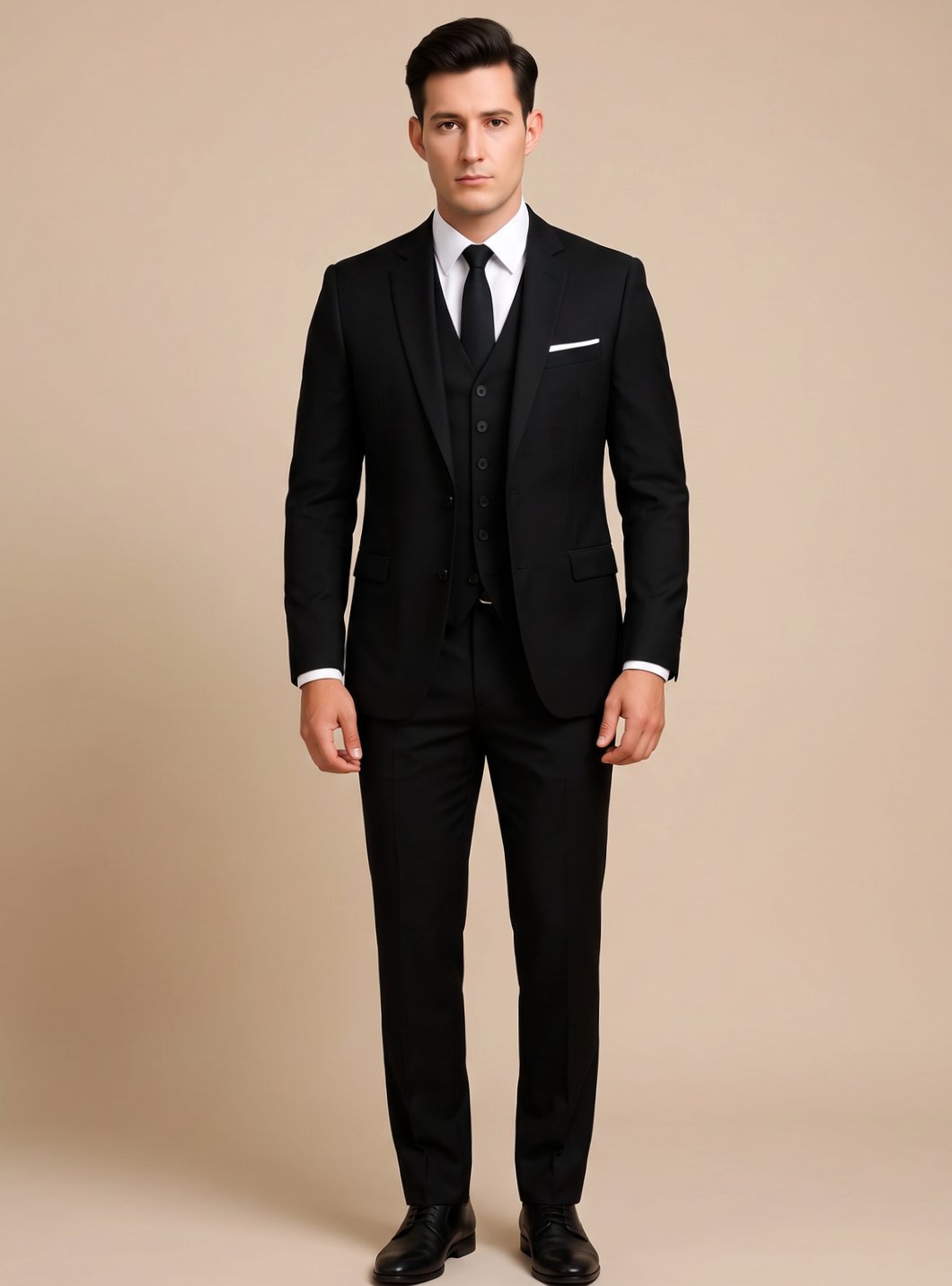 Men's Slim Fit Three Piece Formal Suit Blazer Vest Pants - Image 2