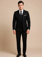 Men's Slim Fit Three Piece Formal Suit Blazer Vest Pants - Image 2