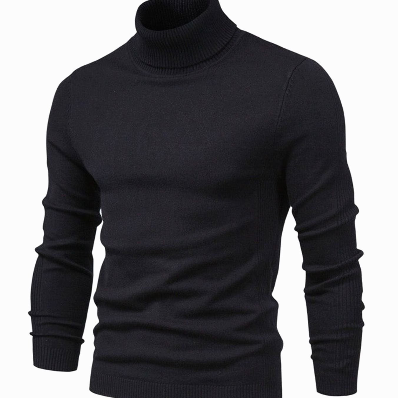 Men's Slim Fit Ribbed Turtleneck Knit Sweater - Image 2