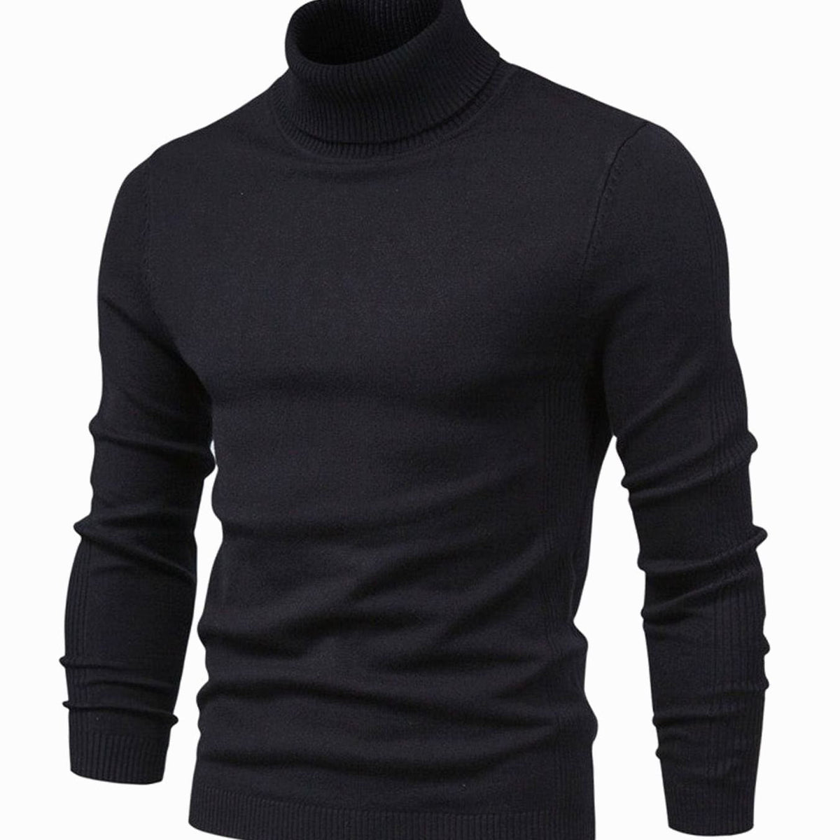 Men's Slim Fit Ribbed Turtleneck Knit Sweater - Image 2