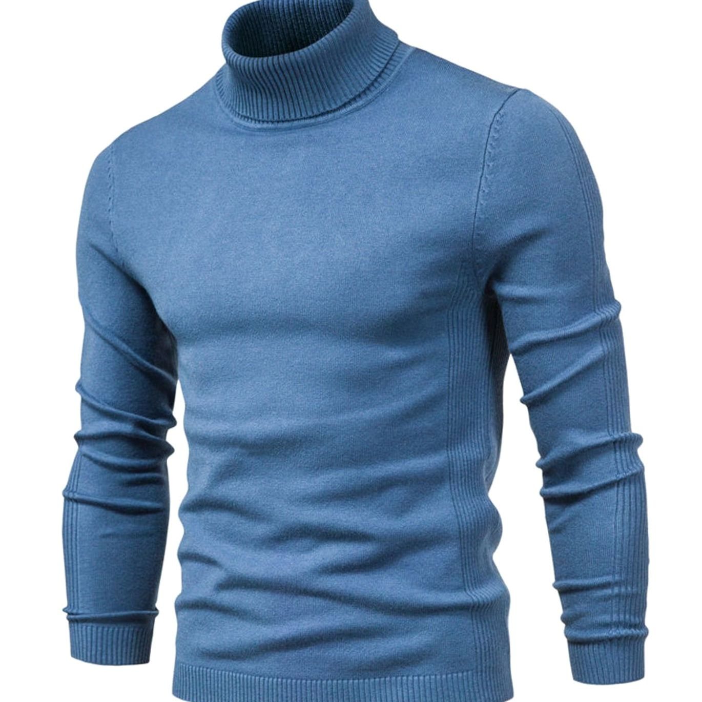 Men's Slim Fit Ribbed Turtleneck Knit Sweater - Image 3