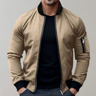 Men's Slim Fit Zip-Up Bomber Jacket Ribbed Collar - Image 2