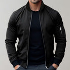 Men's Slim Fit Zip-Up Bomber Jacket Ribbed Collar - Image 3
