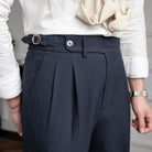 Men's High-Rise Pleated Trousers Cuffed Hem - Image 3