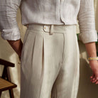 Men's High-Rise Pleated Trousers Cuffed Hem - Image 8
