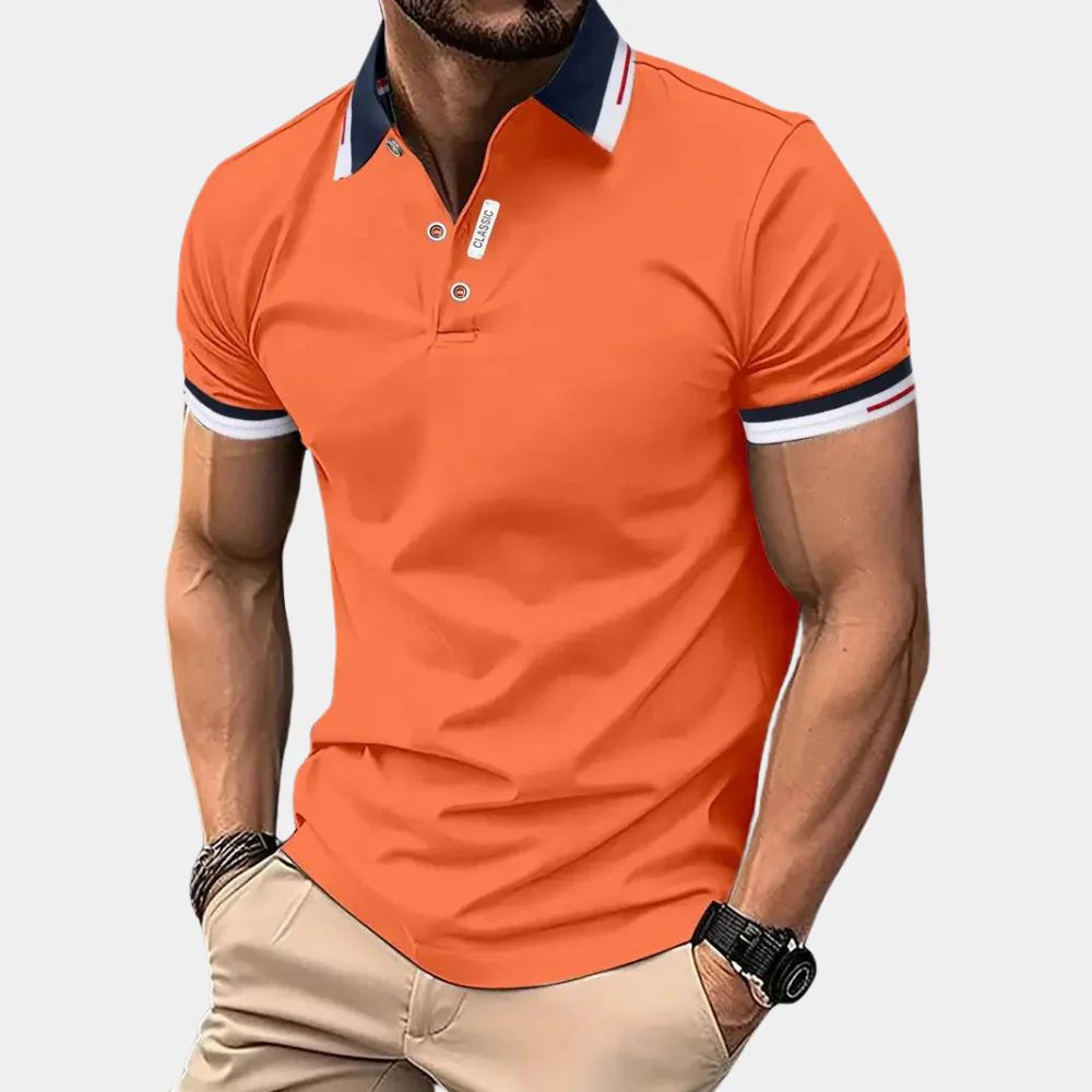 Men's Orange Short Sleeve Summer Polo Shirt