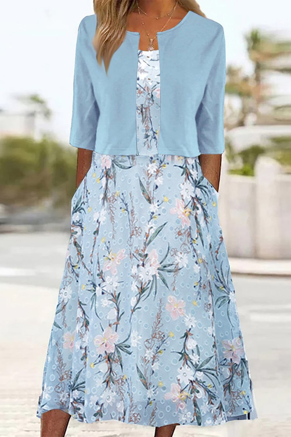 Elise™ - Blumen Zweiteiliges Midi-Kleid - Image 5