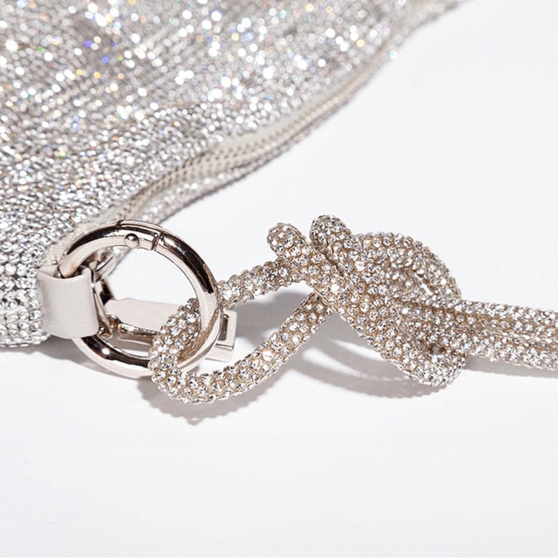 Women Rhinestone Evening Bag Triangle Knotted Clutch - Image 4