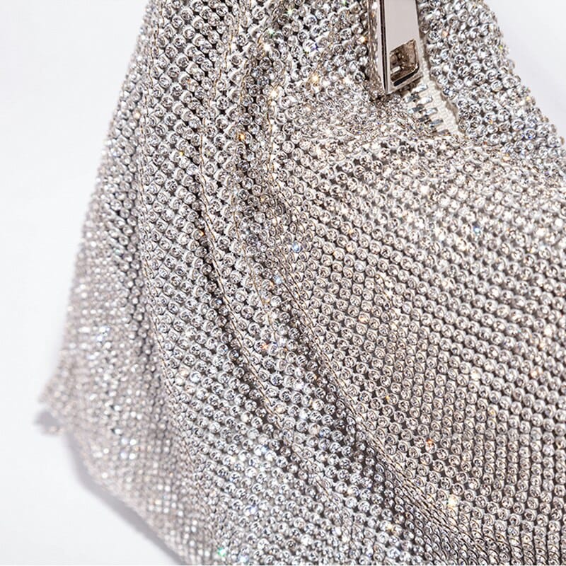 Women Rhinestone Evening Bag Triangle Knotted Clutch - Image 13