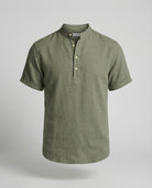 Men's Linen Mandarin Collar Short Sleeve Shirt - Image 5