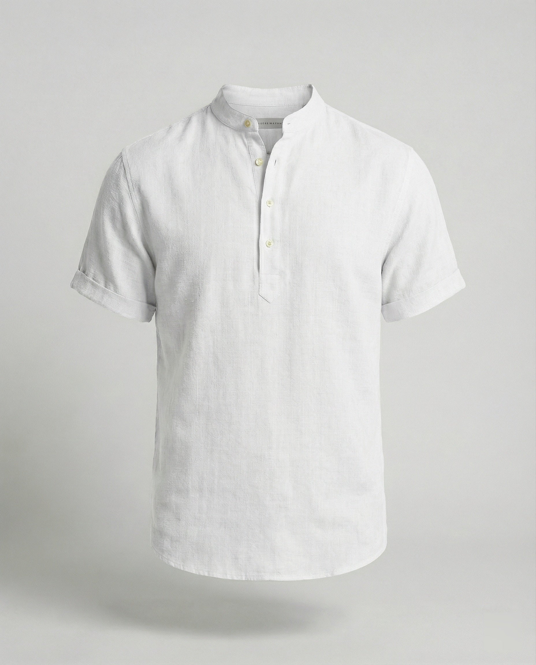 Men's Linen Mandarin Collar Short Sleeve Shirt - Image 8