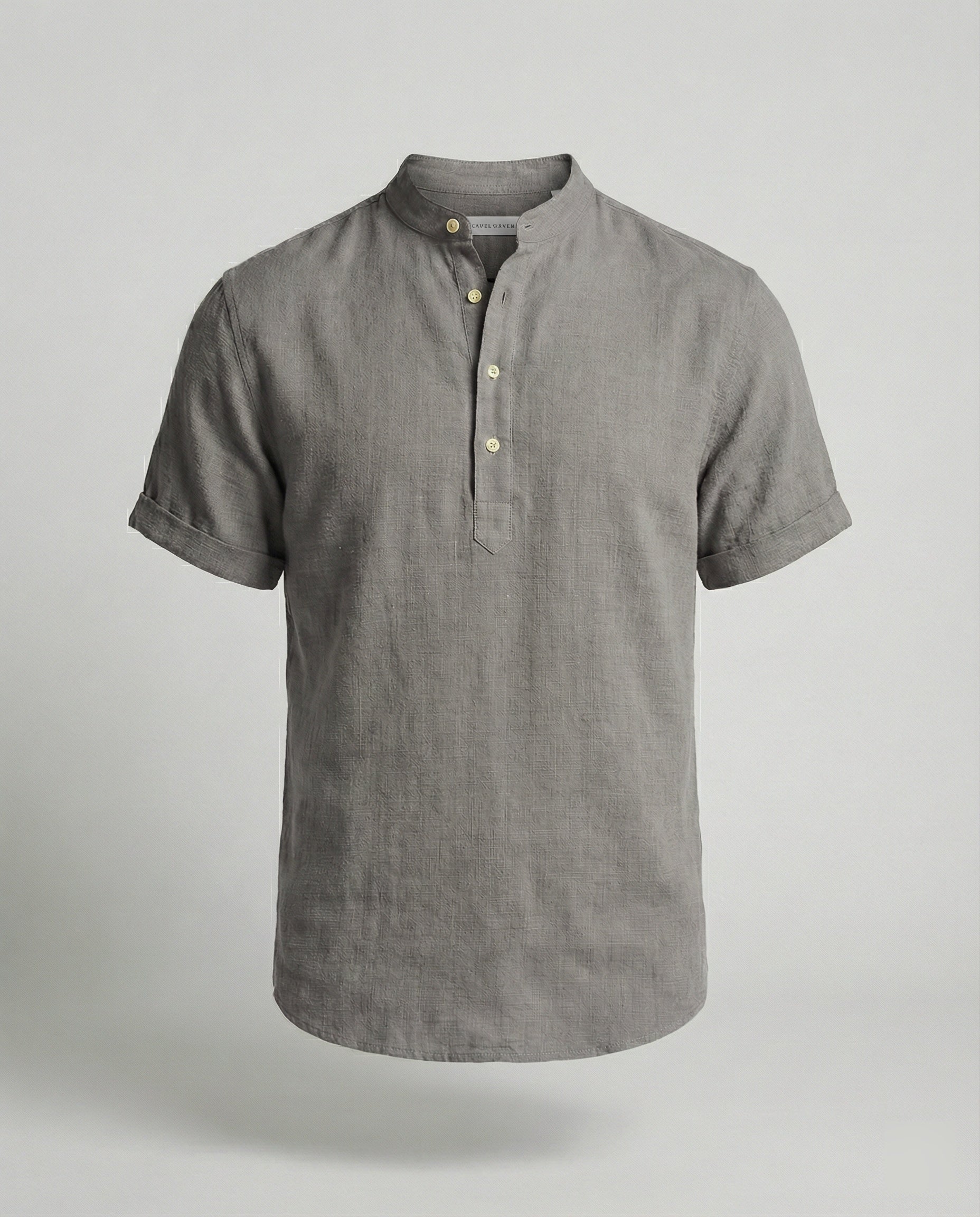 Men's Linen Mandarin Collar Short Sleeve Shirt - Image 12