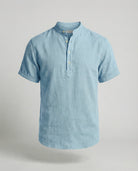 Men's Linen Mandarin Collar Short Sleeve Shirt - Image 7