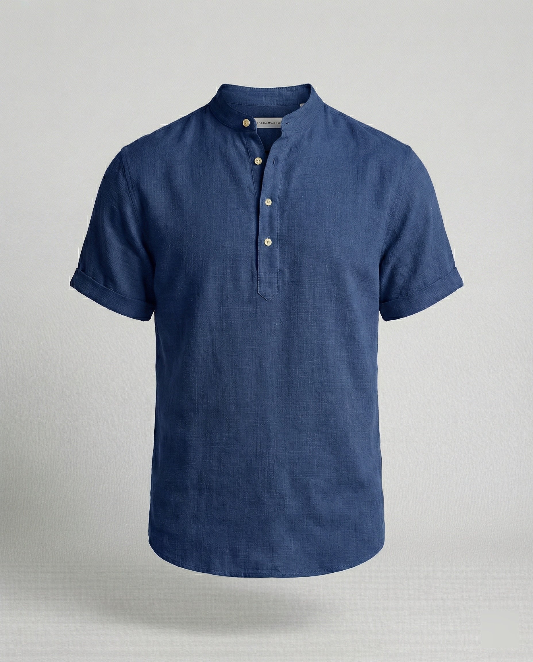 Men's Linen Mandarin Collar Short Sleeve Shirt - Image 10