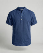 Men's Linen Mandarin Collar Short Sleeve Shirt - Image 10