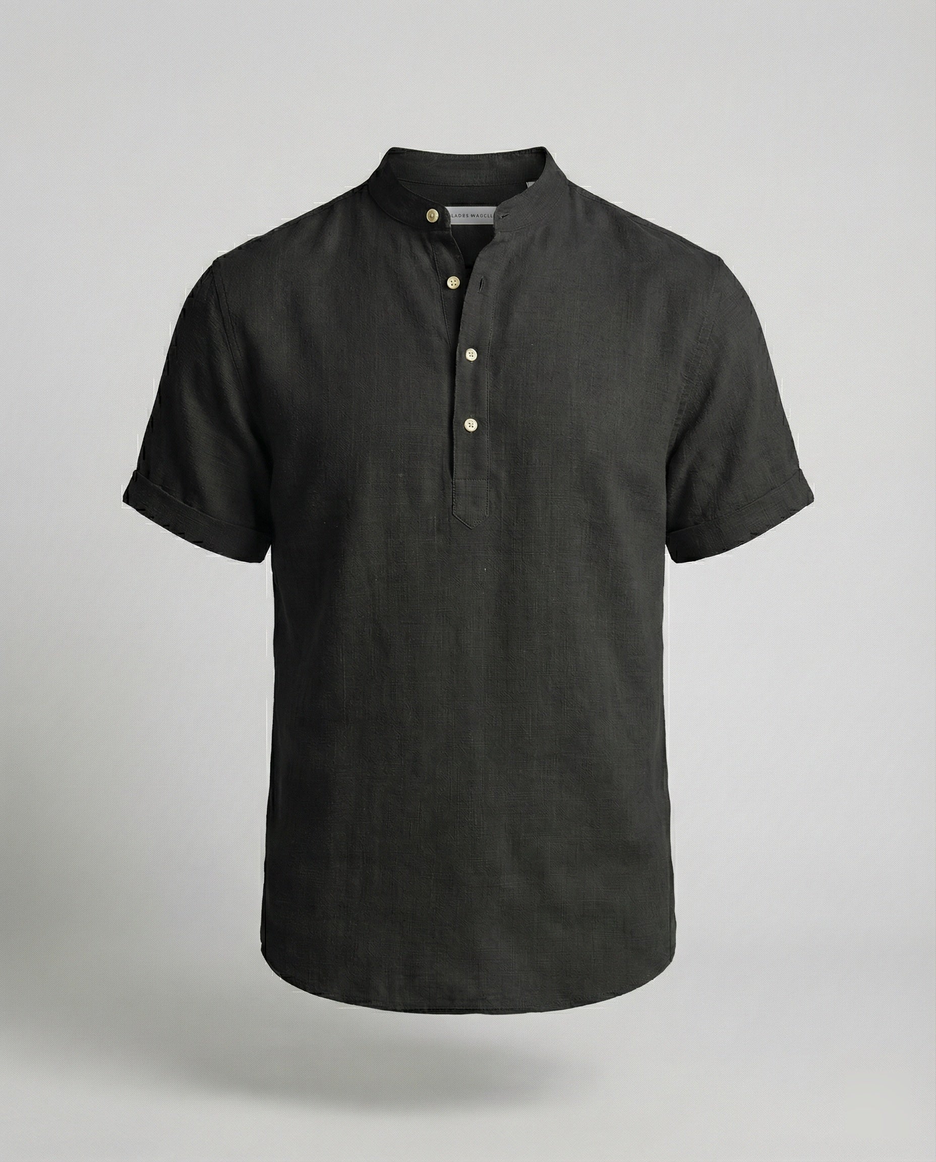 Men's Linen Mandarin Collar Short Sleeve Shirt - Image 9