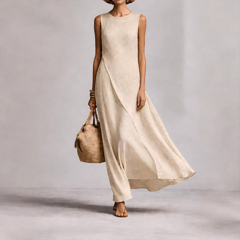 Acelina | Elegantes asymmetrisches Maxikleid in ärmelloser Form - Image 4