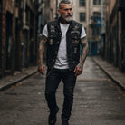 Men's Denim Motorcycle Vest Biker Cut