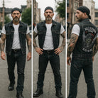 Men's Denim Motorcycle Vest Biker Cut - Image 3