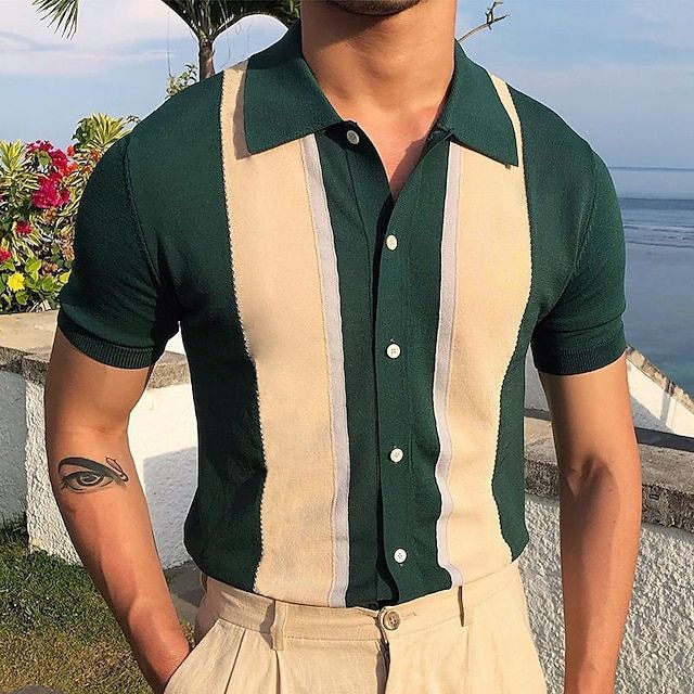 Men's Striped Polo Shirt Lightweight Summer Casual - Image 2