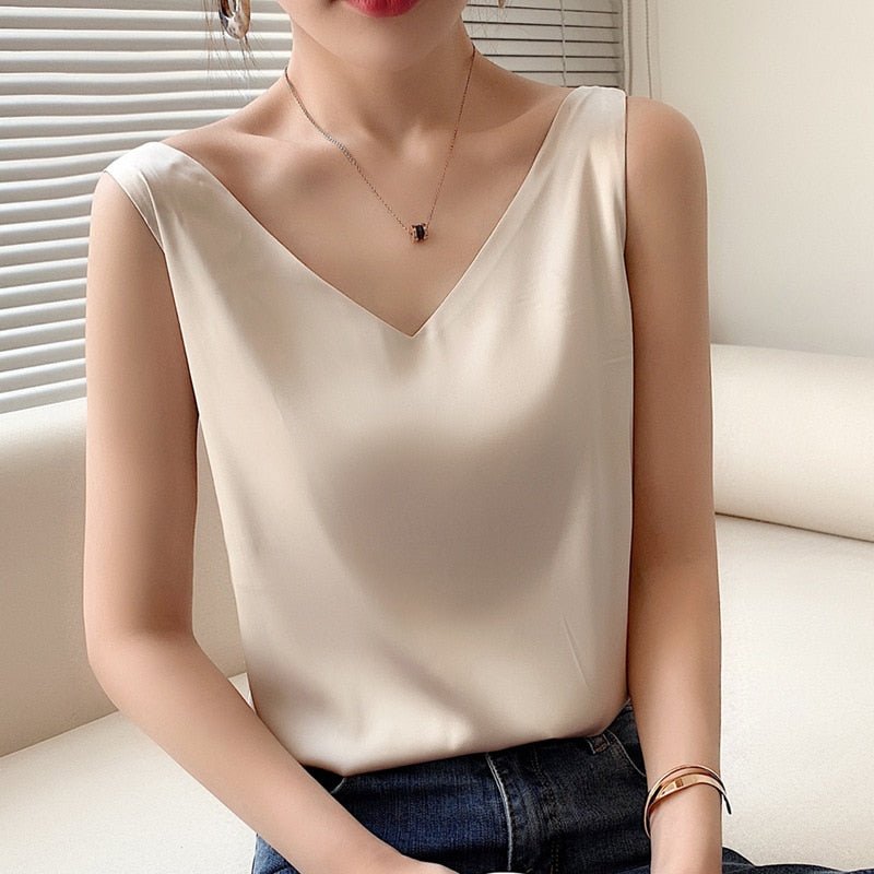 Women Silky Tank Top Sleeveless Camisole - Image 3