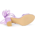 Women's Open Toe Ankle Strap Block Heel Sandals Oversized Bow - Image 12
