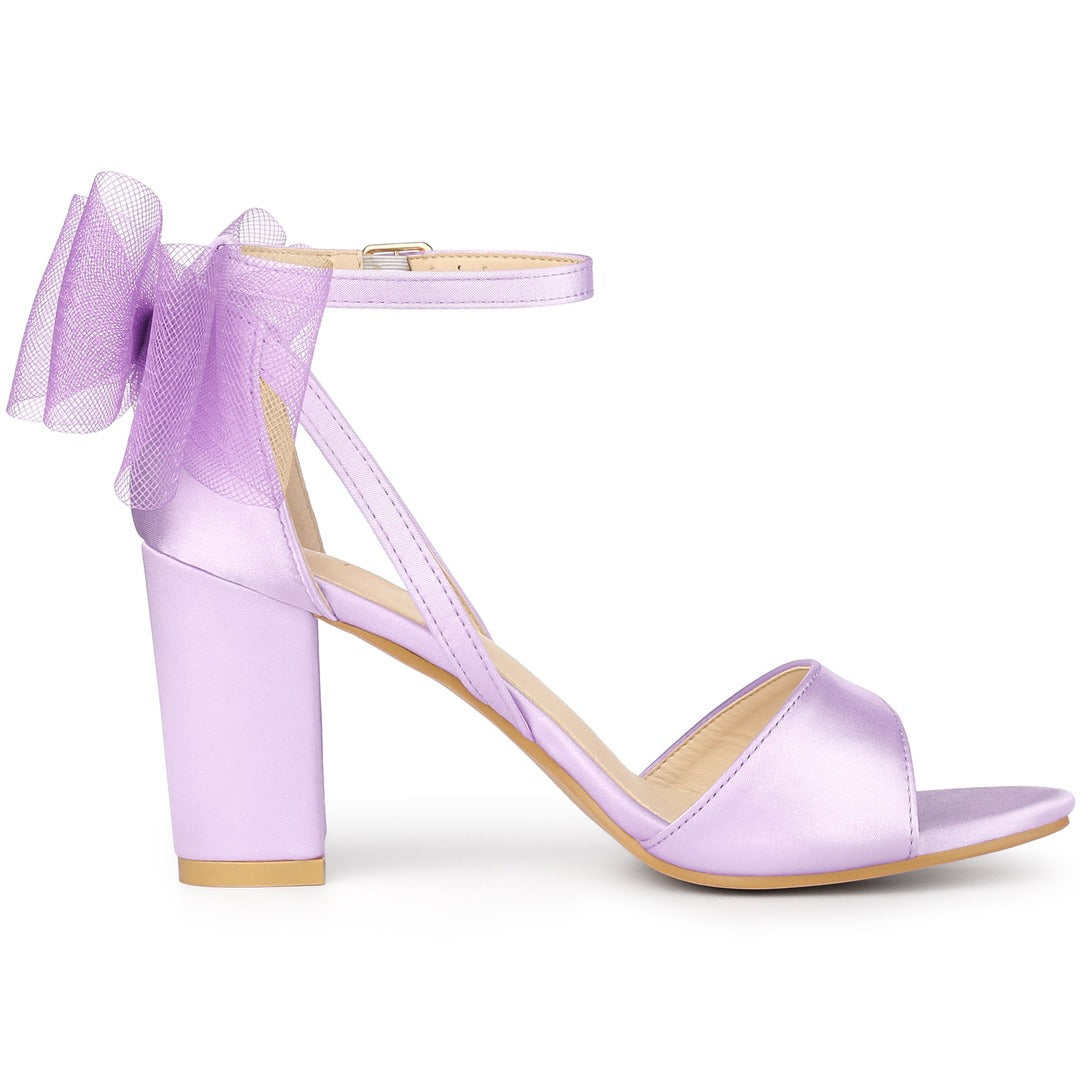 Women's Open Toe Ankle Strap Block Heel Sandals Oversized Bow - Image 13