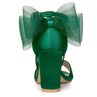 Women's Open Toe Ankle Strap Block Heel Sandals Oversized Bow - Image 2