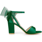 Women's Open Toe Ankle Strap Block Heel Sandals Oversized Bow - Image 4