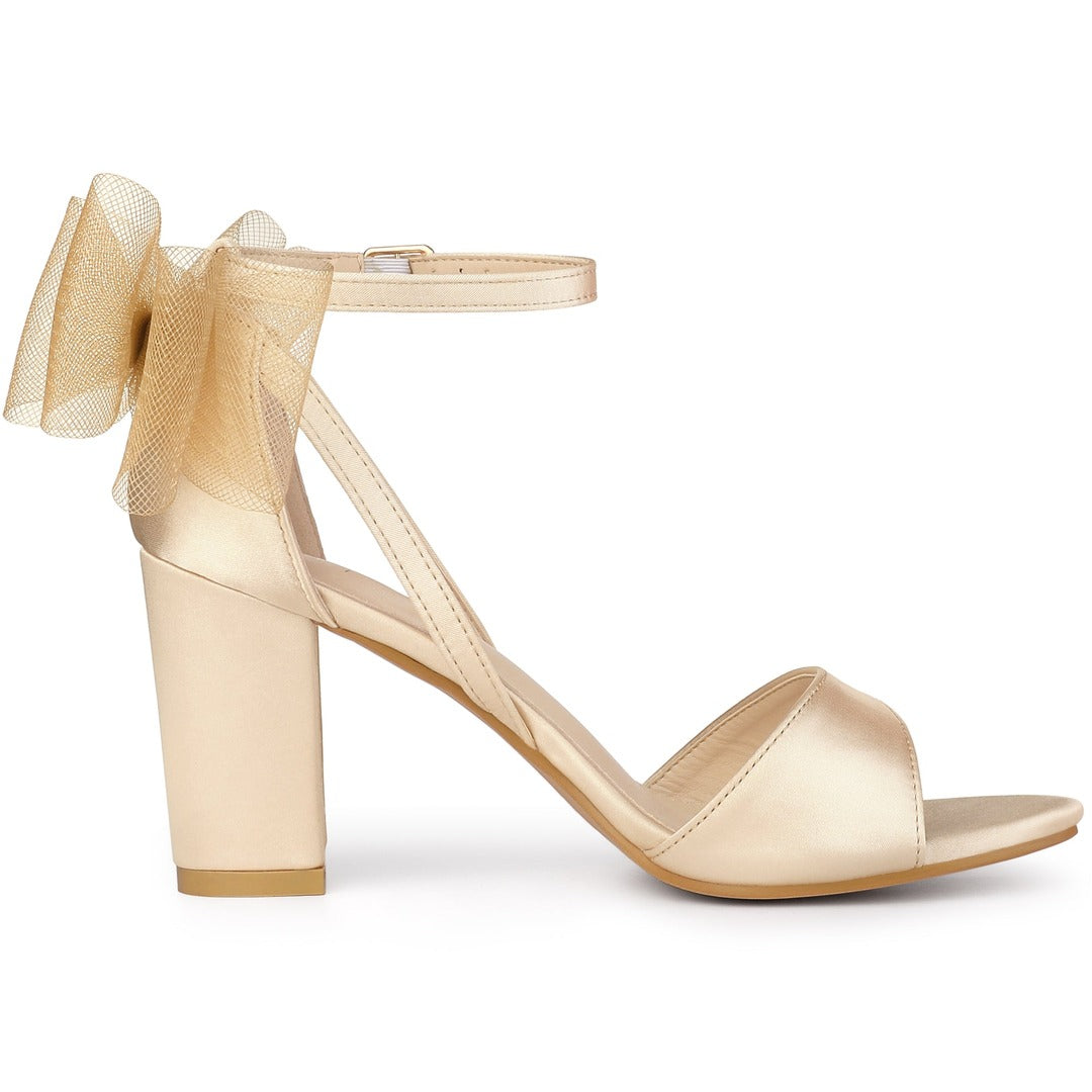 Women's Open Toe Ankle Strap Block Heel Sandals Oversized Bow - Image 8