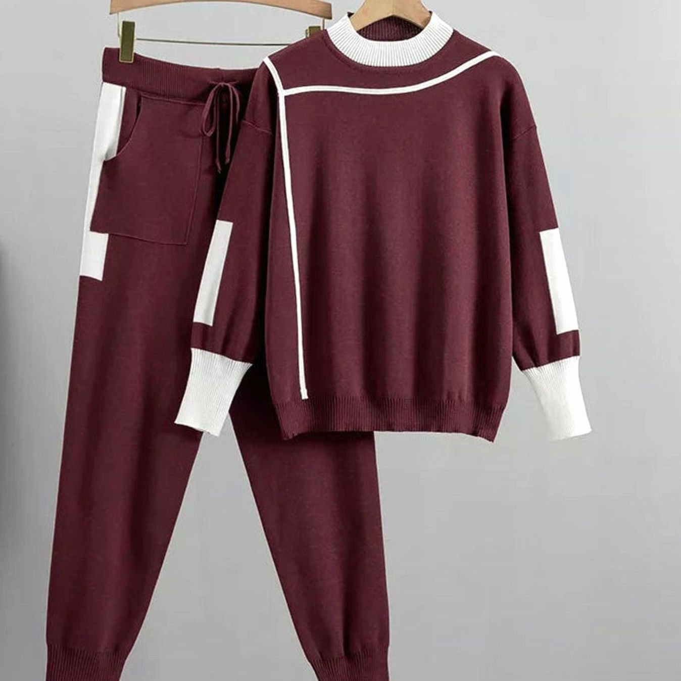 Women 2 Piece Knit Sweater Jogger Set - Image 3