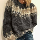 Women Color Block Knit Sweater Relaxed Fit Round Neck - Image 3