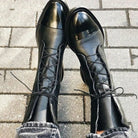 Women Genuine Leather Lace-Up Cap Toe Ankle Boots