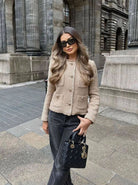 Women's Cropped Tweed Blazer Gold Button - Image 6