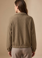 Women Waffle Knit Cropped Stand Collar Jacket - Image 4