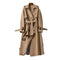 Women Double-Breasted Belted Longline Trench Coat