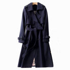 Women Double-Breasted Belted Longline Trench Coat - Image 3
