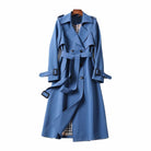 Women Double-Breasted Belted Longline Trench Coat - Image 4