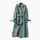 Women Double-Breasted Belted Longline Trench Coat - Image 5