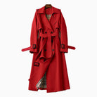 Women Double-Breasted Belted Longline Trench Coat - Image 6