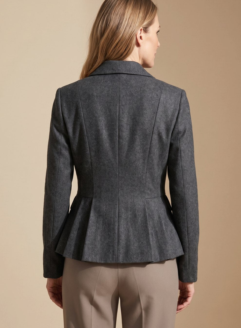 Women Double-Breasted Peplum Blazer Notch Lapel - Image 4