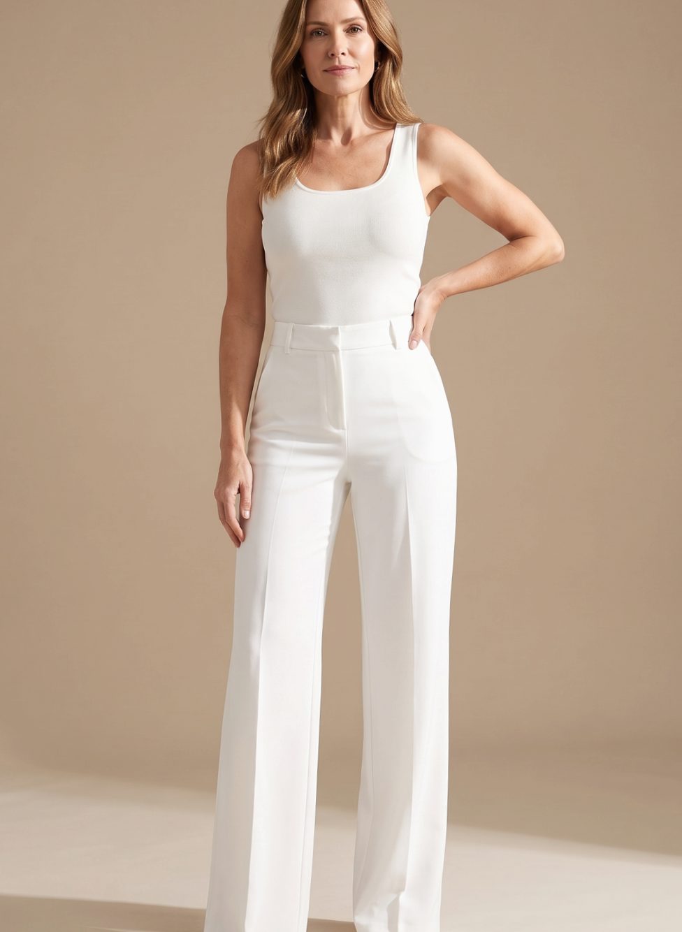 Women High Waist Wide Leg Pleated Dress Pants - Image 2