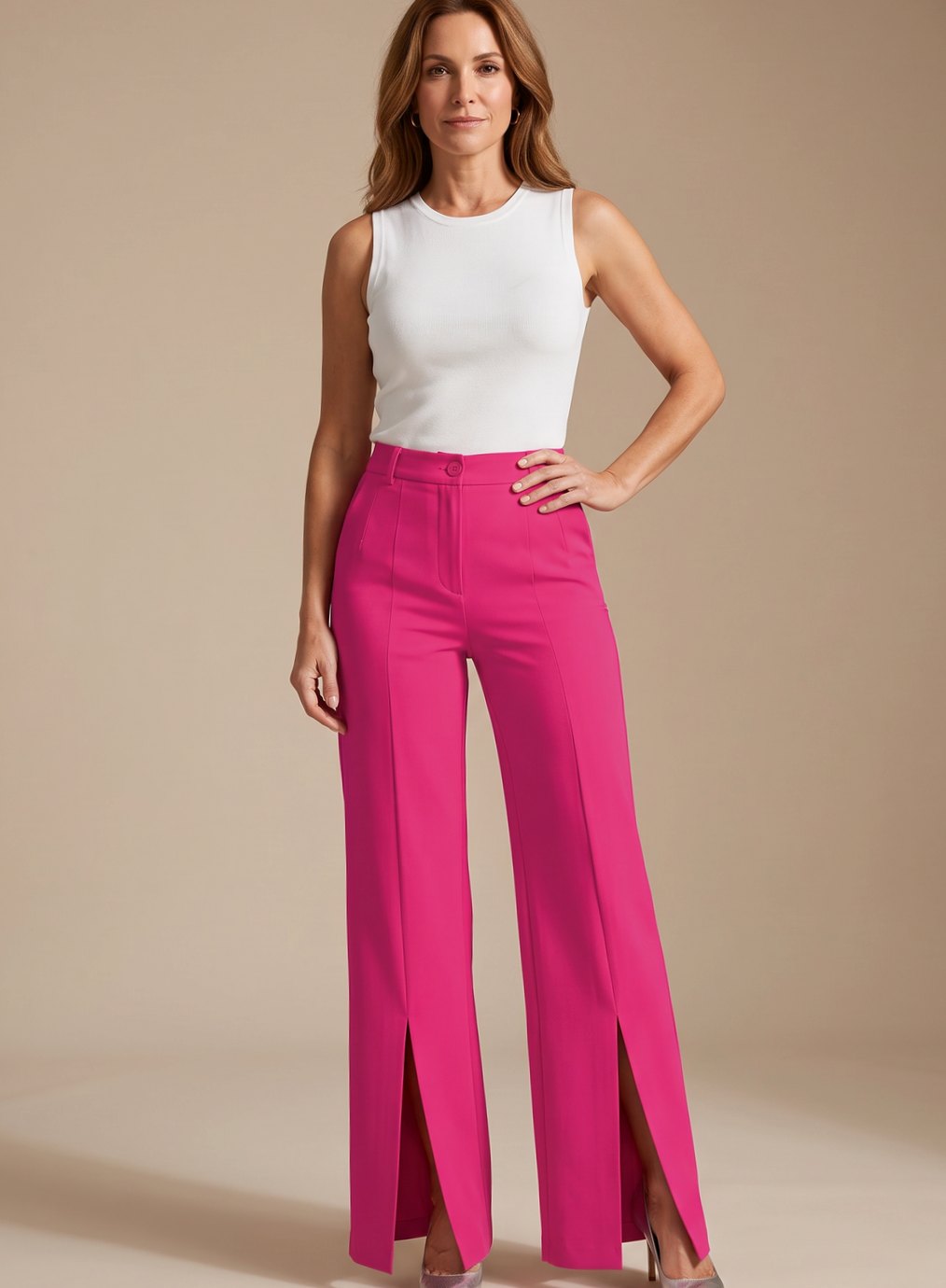 Women High Waist Wide Leg Pleated Dress Pants - Image 4
