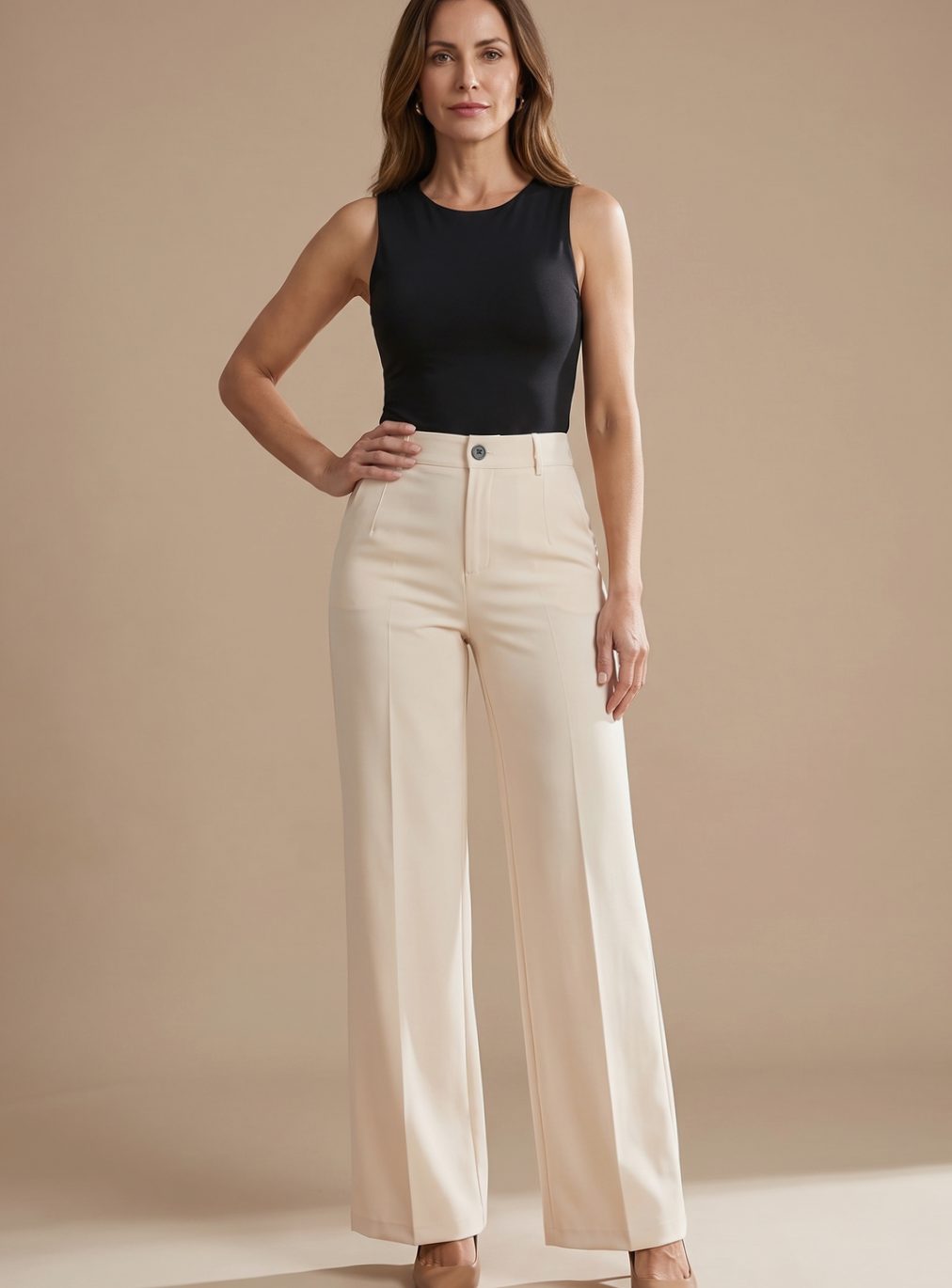 Women High Waist Wide Leg Pleated Dress Pants - Image 5
