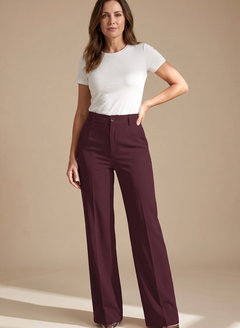 Women High Waist Wide Leg Pleated Dress Pants - Image 7