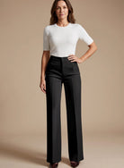Women High Waist Wide Leg Pleated Dress Pants - Image 8