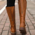 Women's Orthopedic Leather Knee-High Buckle Boots - Image 6