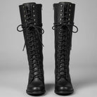 Women's Studded Lace-Up Block Heel Knee-High Boots