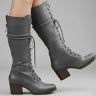Women's Studded Lace-Up Block Heel Knee-High Boots - Image 4