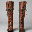 Women's Studded Lace-Up Block Heel Knee-High Boots - Image 5